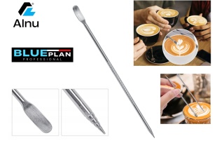 Igła Rysik BLUEPLAN do zdobienia kawy LATTE ART Stal Nierdzewna Drewno 16 cm