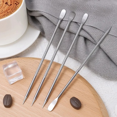 Igła Rysik BLUEPLAN do zdobienia kawy LATTE ART Stal Nierdzewna Drewno 16 cm