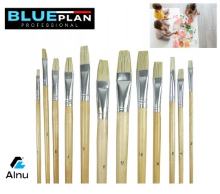 Pędzle szkolne/malarskie BLUEPLAN płaskie szczecinowe 12 szt do szkoły
