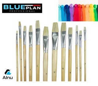 Pędzle malarskie BLUEPLAN płaskie szczecinowe 12 szt.