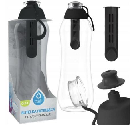 Butelka filtrująca bidon Dafi SOFT 0,5L Czarna z 1 filtrem węglowym