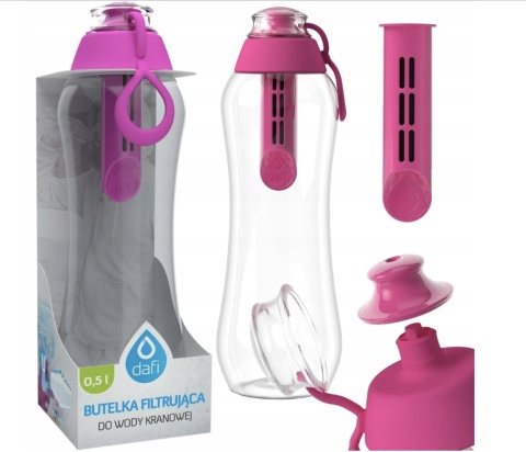 Butelka filtrująca bidon Dafi SOFT 0,5L Flamingowa Różowa z 1 filtre