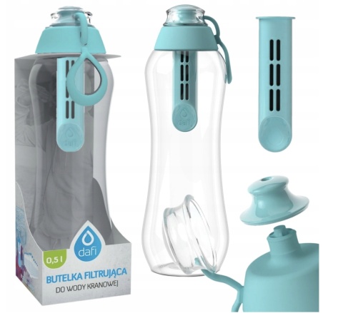 Butelka filtrująca bidon Dafi SOFT 0,5L Miętowa z 1 filtrem węglowym