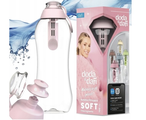 Butelka filtrująca bidon Dafi SOFT 0,7L Baby Pink DODA z 1 filtrem