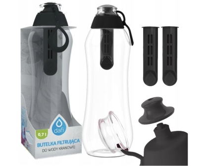 Butelka filtrująca bidon Dafi SOFT 0,7L Czarna z 2 filtrami
