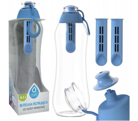 Butelka filtrująca bidon Dafi SOFT 0,7L Niebieska z 2 filtrami