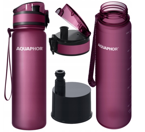 Butelka filtrująca bidon z Tritanu Aquaphor City 0,5L Bordowa + 1 filtr