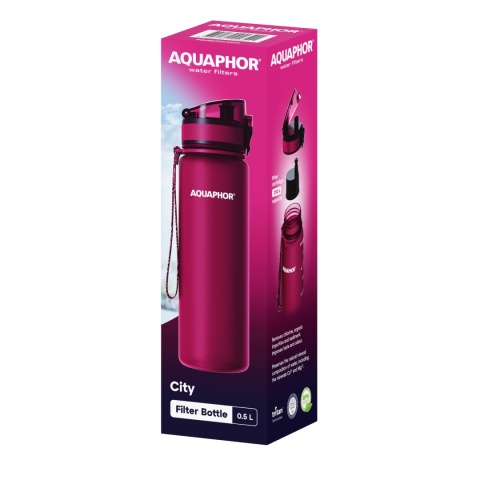 Butelka filtrująca bidon z Tritanu Aquaphor City 0,5L Bordowa + 1 filtr