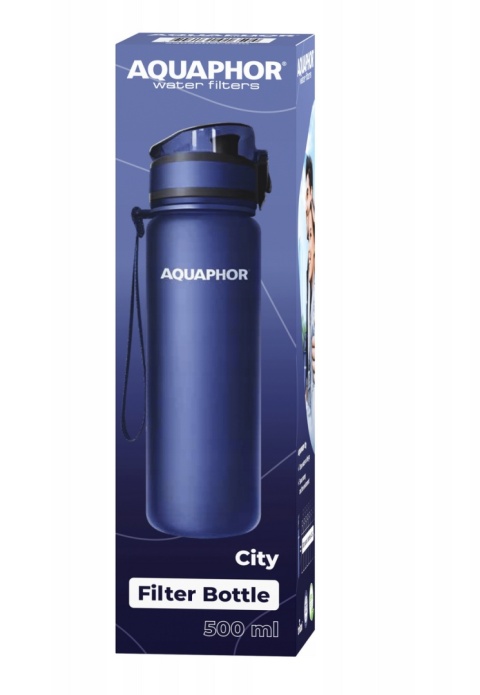 Butelka filtrująca bidon z Tritanu Aquaphor City 0,5L Granatowa + 1 filtr
