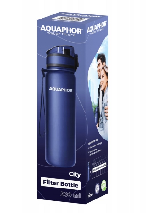 Butelka filtrująca bidon z Tritanu Aquaphor City 0,5L Granatowa + 1 filtr