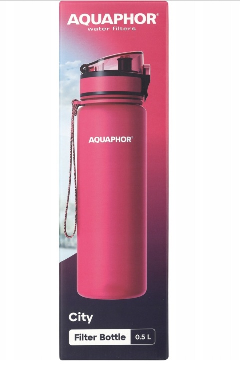 Butelka filtrująca bidon z Tritanu Aquaphor City 0,5L Różowa + 1 filtr