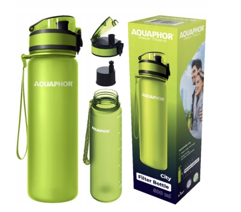 Butelka filtrująca bidon z Tritanu Aquaphor City 0,5L Zielona + 1 filtr