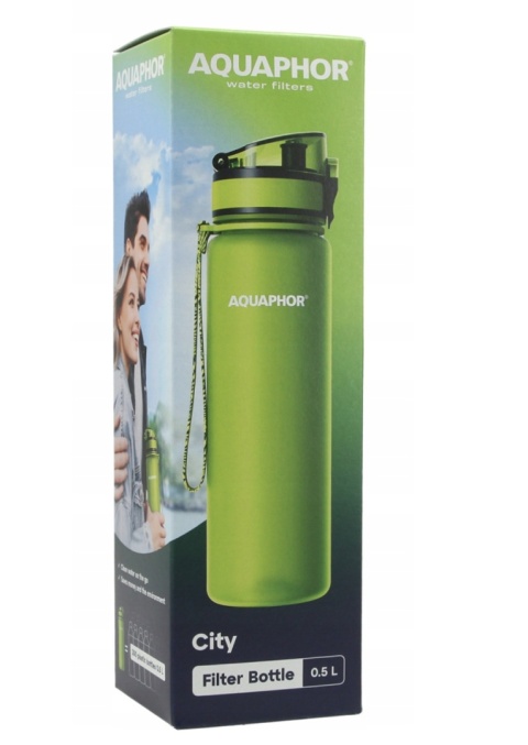 Butelka filtrująca bidon z Tritanu Aquaphor City 0,5L Zielona + 1 filtr