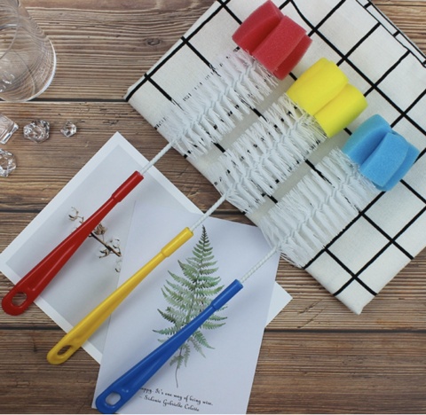 Szczotka BluePlan do mycia butelek, szklanek, słoików z gąbką - 3 szt.