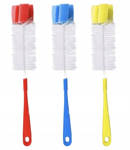 Szczotka BluePlan do mycia butelek, szklanek, słoików z gąbką - 3 szt.