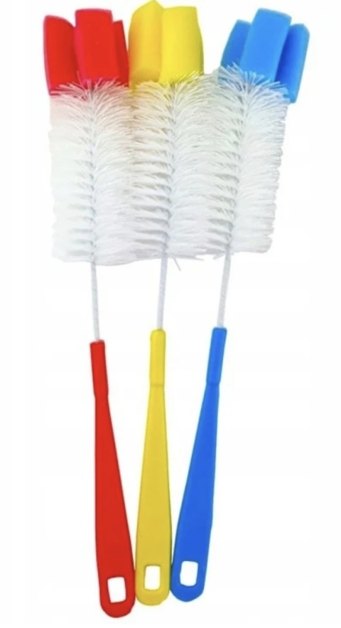 Szczotka BluePlan do mycia butelek, szklanek, słoików z gąbką - 3 szt.