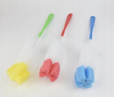 Szczotka BluePlan do mycia butelek, szklanek, słoików z gąbką - 3 szt.