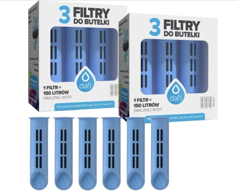 Zestaw filtrów DAFI do butelki Soft i Solid Niebieski (6 szt.)