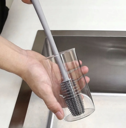 3 szt. SZCZOTKA SILIKONOWA BluePlan DO MYCIA BUTELEK, DZBANKÓW, SŁOIKÓW, WAZONÓW, długa 28 cm