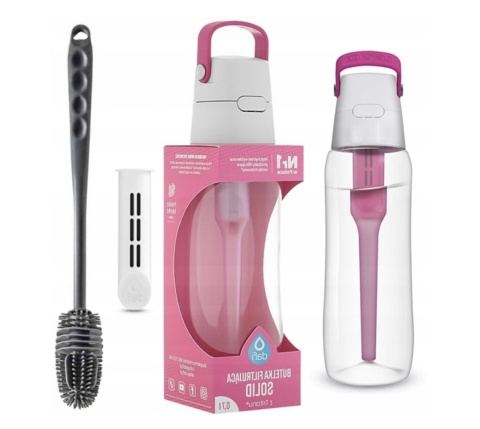 Butelka filtrująca z Tritanu Dafi SOLID 0,7l różowa + filtr + szczotka silikonowa