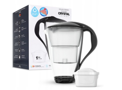 Szklany dzbanek filtrujący Dafi CRYSTAL LED 2l + 1 filtr Unimax CZARNY