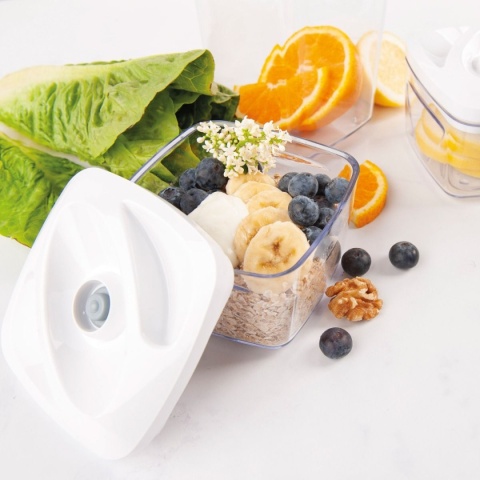 Zestaw: 4 pojemniki hermetyczne na jedzenie SeeYoo Dafi białe + pompka