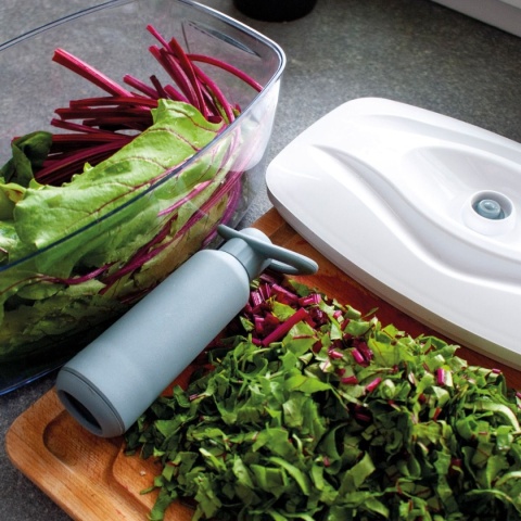 Zestaw: 4 pojemniki hermetyczne na jedzenie SeeYoo Dafi białe + pompka