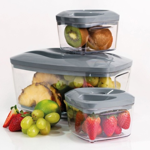 Zestaw: 4 pojemniki hermetyczne na jedzenie SeeYoo Dafi szare + pompka