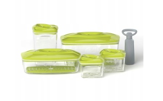 Zestaw: 5 pojemników hermetycznych na jedzenie SeeYoo Dafi LIMONKOWY + pompka
