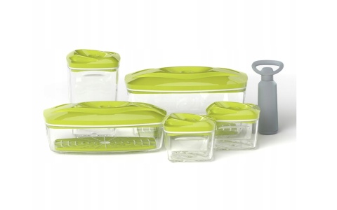 Zestaw: 5 pojemników hermetycznych na jedzenie SeeYoo Dafi LIMONKOWY + pompka