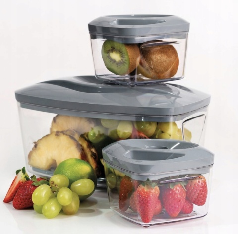 Zestaw: 5 pojemników hermetycznych na jedzenie SeeYoo Dafi SZARE + pompka