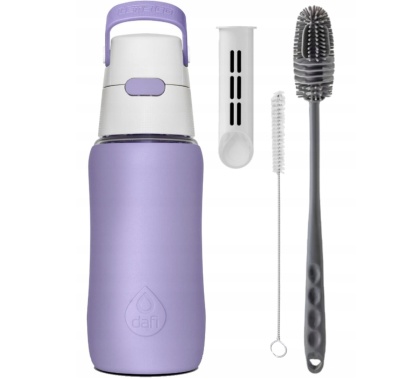 Zestaw Butelka Dafi SiliconeFit 0,5L lawendowa + 2 szczotki do mycia butelek
