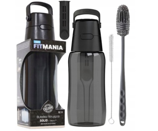 Zestaw Butelka Dafi Solid 0,5L czarna + 2 szczotki do mycia butelek