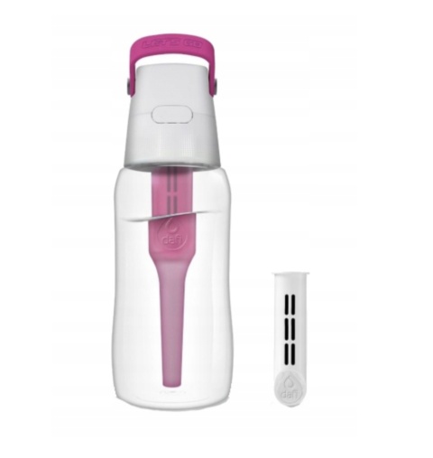 Zestaw Butelka Dafi Solid 0,5L różowa + 2 szczotki do mycia butelek