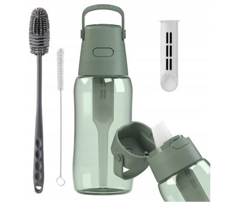 Zestaw Butelka Dafi Solid 0,5L szałwiowa + 2 szczotki do mycia butelek