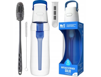 Zestaw Butelka Dafi Solid 0,7L niebieska + 2 szczotki do mycia butelek