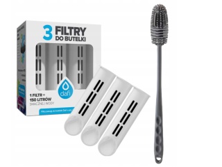 Zestaw filtrów DAFI do butelki Soft i Solid BIAŁE (3 szt.) + SZCZOTKA