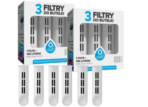Zestaw filtrów DAFI do butelki Soft i Solid BIAŁY (6 szt.) + SZCZOTKA