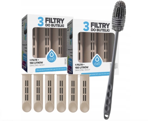 Zestaw filtrów DAFI do butelki Soft i Solid CAPPUCCINO (6 szt.) + SZCZOTKA