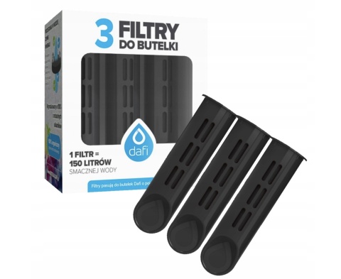 Zestaw filtrów DAFI do butelki Soft i Solid CZARNE (3 szt.) + SZCZOTKA