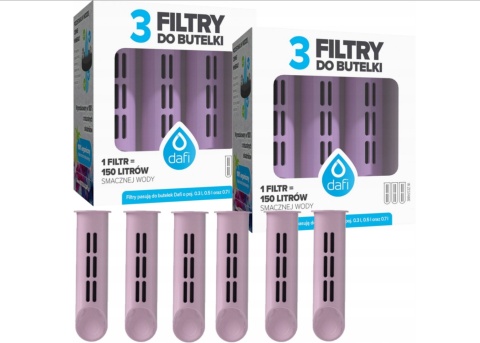 Zestaw filtrów DAFI do butelki Soft i Solid JAGODOWY (6 szt.) + SZCZOTKA