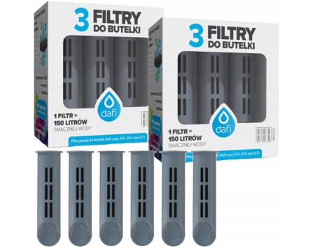 Zestaw filtrów DAFI do butelki Soft i Solid Jeansowy Szary (6 szt.) + SZCZOTKA