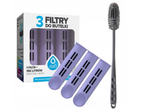 Zestaw filtrów DAFI do butelki Soft i Solid Lawendowy (3 szt.) + SZCZOTKA