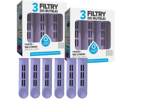Zestaw filtrów DAFI do butelki Soft i Solid LAWENDOWY (6 szt.) + SZCZOTKA
