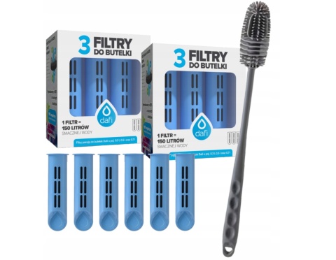Zestaw filtrów DAFI do butelki Soft i Solid NIEBIESKI (6 szt.) + SZCZOTKA