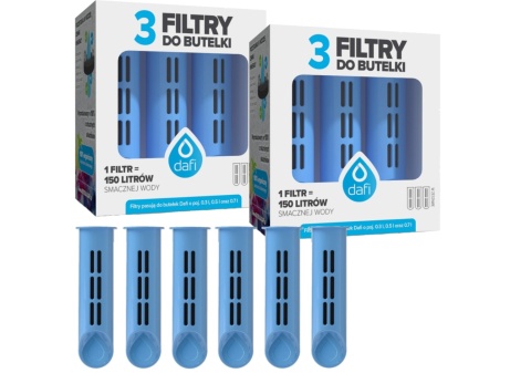 Zestaw filtrów DAFI do butelki Soft i Solid NIEBIESKI (6 szt.) + SZCZOTKA
