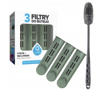 Zestaw filtrów DAFI do butelki Soft i Solid SZAŁWIOWY (3 szt.) + SZCZOTKA