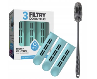 Zestaw filtrów DAFI do butelki Soft i Solid TURKUSOWE (3 szt.) + SZCZOTKA