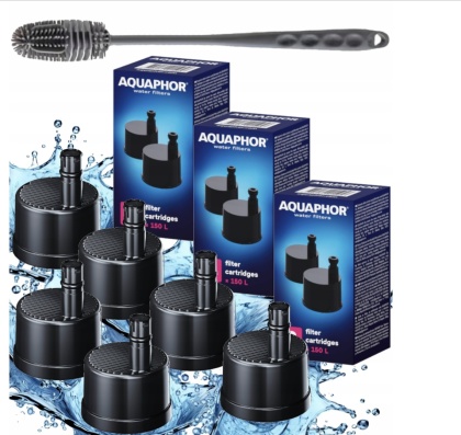 6 szt. - Filtr wkład do butelki filtrującej Aquaphor City + SZCZOTKA