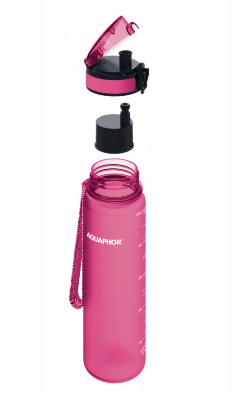 Butelka filtrująca z Tritanu Aquaphor City 0,5L Różowa + 1 filtr + SZCZOTKA